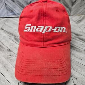 Snap On Hat Cap Red Embroiders Spellout Adjustable